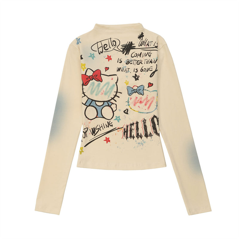 Women Long Sleeve T-Shirt Printed Long Sleeve T-shirt for Women Autumn Leisure Distressed