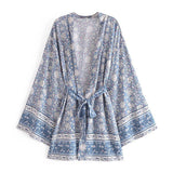 Women T-Shirt Spring Printed Cardigan Long Sleeve Belt Top