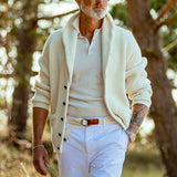 Men Sweater Fall Winter Men Lapel Long Sleeve Jacquard Sweater Casual Sweater Coat