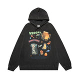 Men Hoodie Kitten Print Hooded Loose Sweater Loose