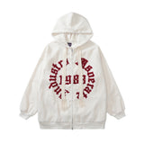Men Hoodie Embroidered Letters Cardigan Hoodie