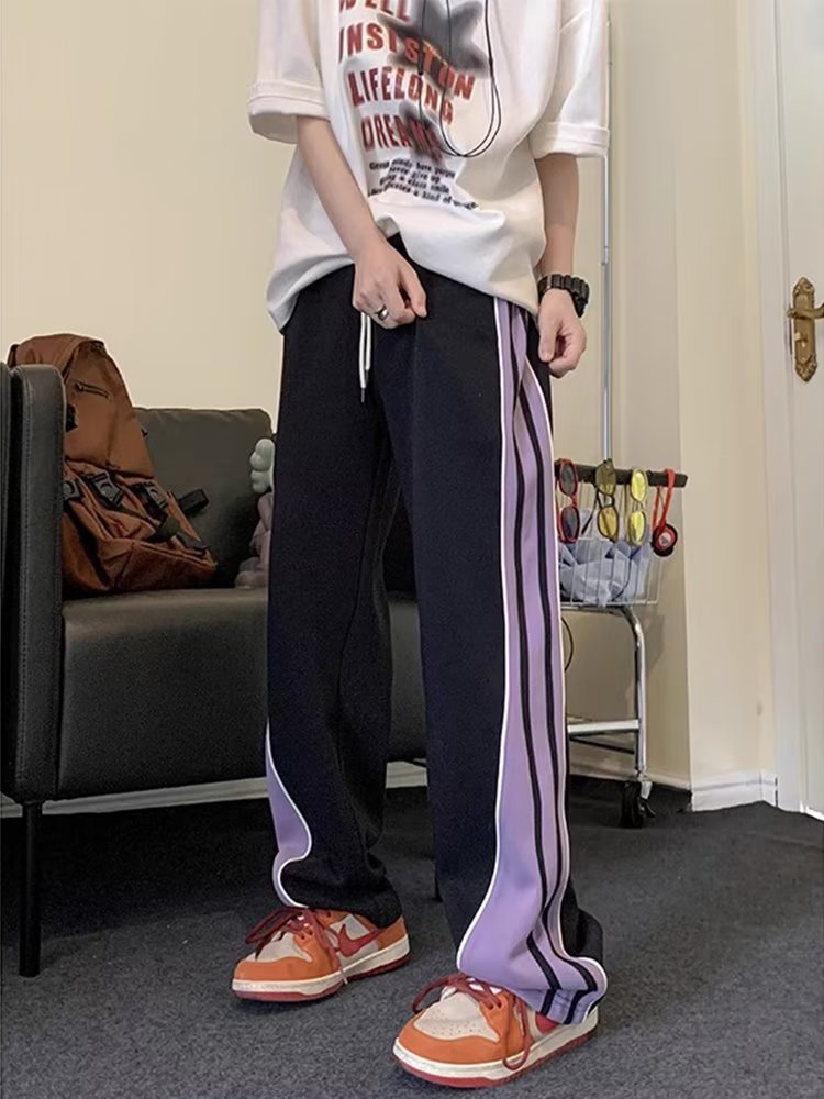 Men Sweatpants Fall Sports Pants Loose Straight Wide Leg Casual