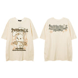 Men T Shirt Anime Print Short Sleeve T-shirt Vintage Loose Couple