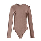 Women T-shirt Spring Slim-Fit Base Bodysuit Women round Neck