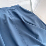 Women Skirt Spring High Waist Pure Color Mid-Length Skirt