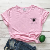 Cute Bee Kind Pocket Print T-shirt Funny Women Inspirationa
