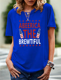 Women's Independence Day T Shirt Pattern Printed Short-Sleeved T-shirt