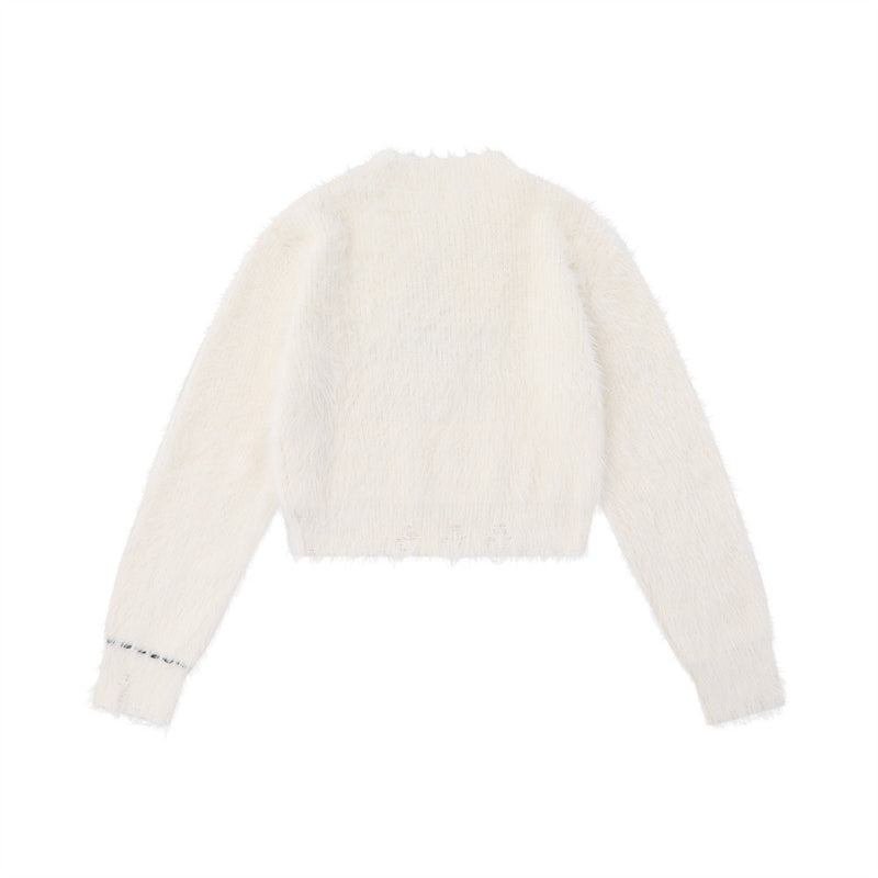 Women Sweater Short Sweater for Girls Autumn Crew Neck Casual