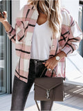 Plaid Trench Coat Autumn and Winter Long Sleeve Plaid Shirt Coat