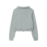 Women Hoodie Short Sweater Coat Casual Zipper Long Sleeve Top