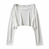 Women T-Shirt Loose Long Sleeve Short Top round Neck