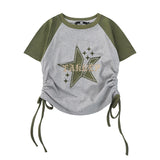 Women T-shirt Short T-shirt Girls Summer round Neck Short Sleeve