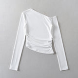 Women's T-Shirt Long-Sleeved T-shirt Women's Autumn Slim-Fit Pleated Bottoming Shirt Top