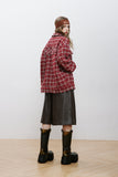 Unisex Jacket Autumn Woven Red Plaid Jacket Women's Clothing