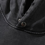 Men Hoodie Printed Hoodie Men's Loose Hole Washed and Worn Hoodie