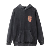 Men Hoodie Printed Hood Sweater Men Loose Washed-out Distressed