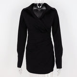 Work Dresses Temperament Lapel Cardigan Solid Color Dress