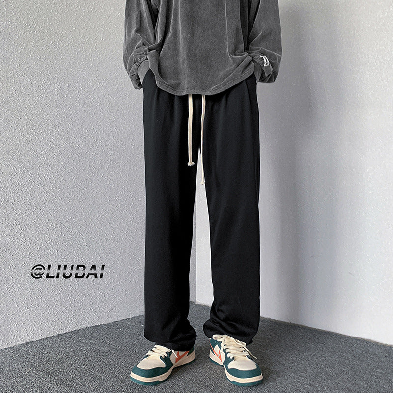 Men Sweatpants Drawstring Straight Pants Men's Spring and Autumn High Street Fashion Brand Loose