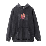 Men Hoodie Printed Hoodie Men's Loose Washed-out Distressed
