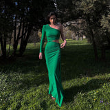 Women Dresses Long Sleeve Split Slimming Sheath Dress