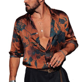 Men Shirt Fall Men's Clothing Loose Printed Long Sleeve Shirt