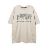 Men T Shirt Suede Gothic Letter Print Hiphop Short Sleeve T-shirt