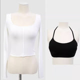 Women Long Sleeve Shirt Long Sleeve Vest Camisole Sexy Spring