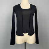 Women Long Sleeve Shirt Autumn Vest Waist Trimming Spaghetti Straps Long Sleeve Cardigan Jacket