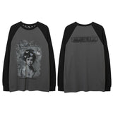 Men Long Sleeve Shirt Retro Loose Casual round Neck Long Sleeve T-shirt Men's Autumn