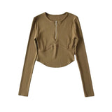 Women T-shirt Skinny Short Sports Top Long Sleeve Yoga Wear Women