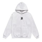 Men Fleece Lined Hoodie Autumn Winter Sweater Male Letter Embroidered Loose Hooded Pullover Long Sleeve Top