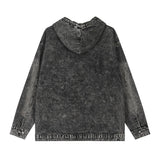 Men Denim Jacket Hooded Sweater Men's Washed Distressed Pullover Denim Clothing Autumn