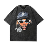Men T Shirt Washed Old Short-Sleeved T-shirt Men Loose Retro Couple