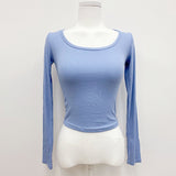 Women Long Sleeve Shirt Short round Neck Top Women's Long Sleeve