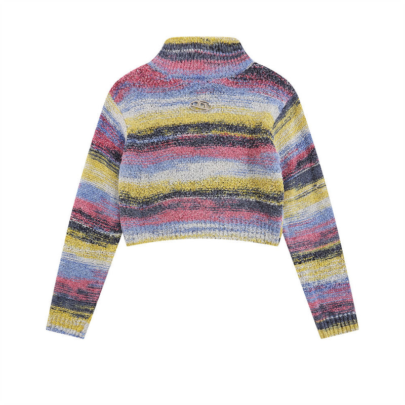 Women Sweater Autumn Leisure Contrast Color Long Sleeves Knitwear