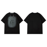 Men T Shirt Vintage Letter Print Short-Sleeve T-shirt Men and Women