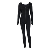 Women Jumpsuit Women's Winter Fashion Long-Sleeve Zipper Jumpsuit