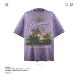 American vintage street T-shirt pure cotton retro men's and women's summer loose
