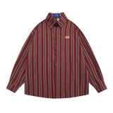 Men Long Sleeved T Shirt Vertical Striped Long Sleeve Shirt Outer Wear Men's Spring and Autumn Loose Casual