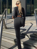 Women Co-Ord Set Autumn and Winter Women's round Neck Long Sleeve Trousers Fashion Casual Set
