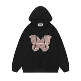 Men Hoodie Butterfly Hooded Sweater Patch Cat Beard Embroidered Pullover Hoodie