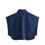 Women T-shirt Autumn Denim Shirt Short Vest