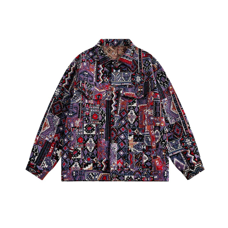 Unisex Jacket Autumn Vintage Jacquard Coat Women's Clothing