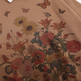 Men Hoodie Flower Printed Pullover Sweatshirt Men's Hip Hop Contrast Color Lapels Top