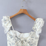 Women T-Shirt Summer Casual Printed Slim-Fit Sling Blouse