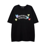 Men T Shirt Butterfly Print Short Sleeve Men's and Women's Loose Vintaget T-shirt