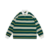 Unisex Hoodie Striped Loose Long-Sleeved Polo Shirt Men's T-shirt Sweater