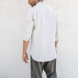 Men T Shirt Men's T-shirt Cotton and Linen Casual Long-Sleeved Top
