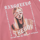 Men Hoodie Character Oil Painting Printed Crew Neck Sweatshirt