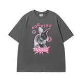 Men's T Shirt Cartoon Printed Short-Sleeved T-shirt Men's and Women's Retro Loose Couple